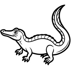 Caiman Illustration: An artful illustration of a caiman in simple black lines.