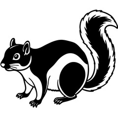 Obraz premium Charming Squirrel Illustration: This striking image features a stylized black and white illustration of a squirrel with its fluffy tail and inquisitive gaze. 