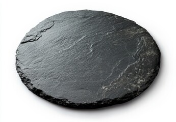 Round Black Slate Coaster on White Background