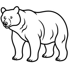 Fototapeta premium Majestic Bear Illustration: A bold black and white illustration of a powerful bear standing, showcasing its size and form. 