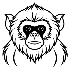 Fototapeta premium Monkey's Portrait: a simplified illustration of a monkey. This image show a clear face of the animal, which capture a sense of curiosity and close interaction.