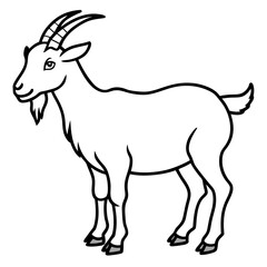 Obraz premium Monochrome Goat Illustration: A clean and elegant black and white illustration of a goat, standing proud and strong, capturing the essence of rural charm and farm life.