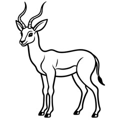 Fototapeta premium Elegant Gazelle: A graceful gazelle stands in a poised pose, its elegant horns and sleek form outlined in this monochrome rendering. Capturing the beauty and essence of the wildlife.