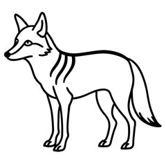 Coyote Outline Illustration: A sleek and stylish line art illustration of a coyote standing alert, depicting its distinctive features in minimalist elegance.