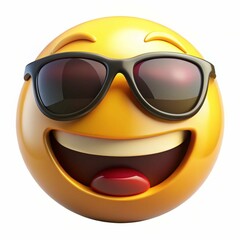 3D emoji face with a cool expression on white