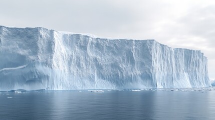 A close-up of an iceberg's intricate ice formations, showing layers of frozen history