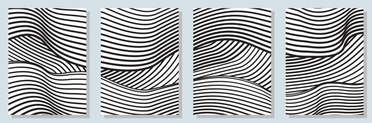 Fototapeta premium Set of abstract minimalist digital artwork illustrations for wall decoration, postcard, poster, brochure cover design and others. 
