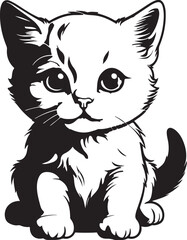 black cat with white background