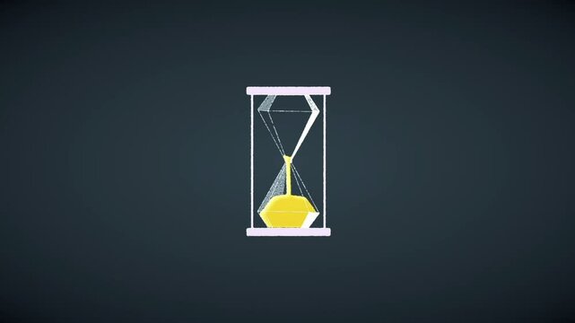 Animation of white hourglass with yellow sand