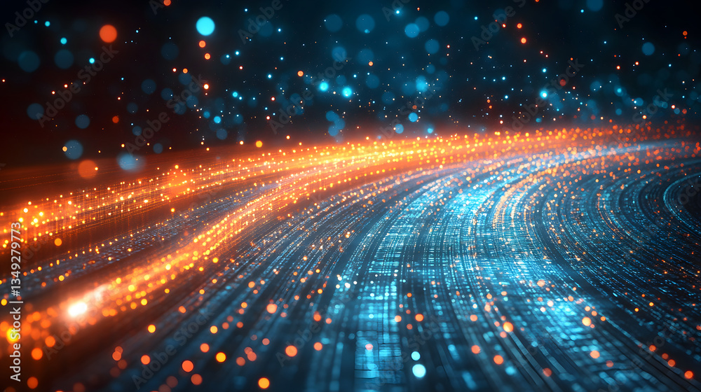 Aufkleber Abstract digital background with glowing particles and patterns
