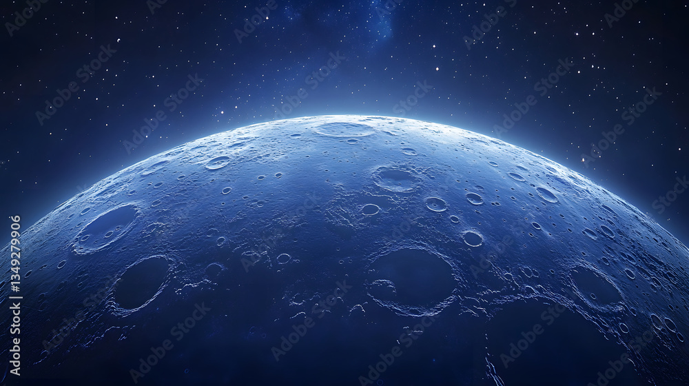 Poster Moon close-up with a starry background in space