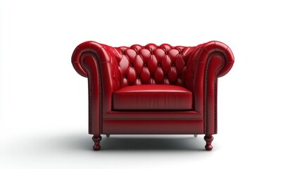 Fototapeta premium Red leather armchair isolated on white background. (1)