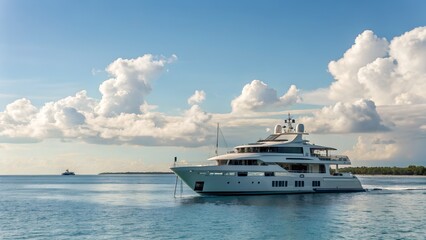 Yacht luxury boat sea travel vacation going sun day background ai visual