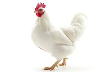 Fototapeta premium Single white chook hen chicken poultry animal.