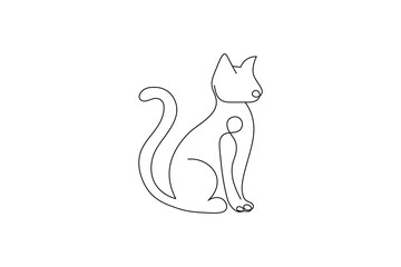 Continuous one line cat drawing out line vector illustration design

