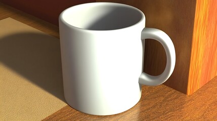 Blank White Mug on Wooden Surface