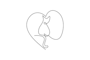 Continuous one line cat drawing out line vector illustration design

