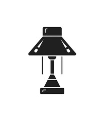 Table lamp icon vector in black color with white background.