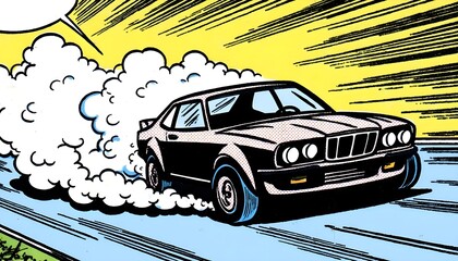 Manga style car drifting