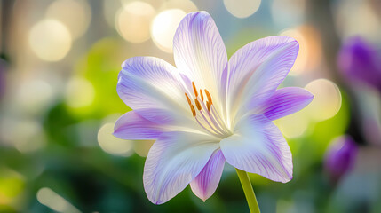 Fototapeta premium Elegant white and purple flowers, capturing the delicate beauty of nature