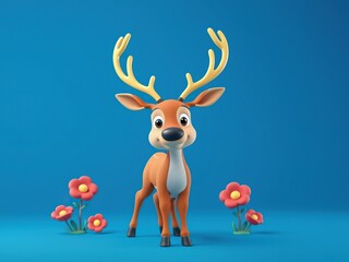Funny  3d cartoon isolated on a vibrant blue background