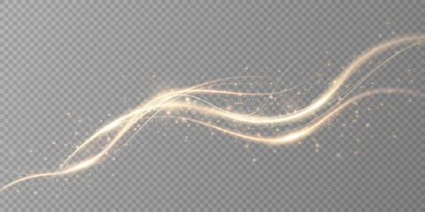 Abstract light speed motion effect.Gold color spiral glow effect.Magic shiny lin