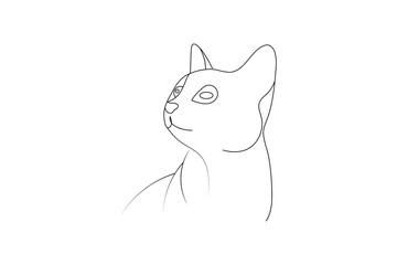 Continuous one line cat drawing out line vector illustration design

