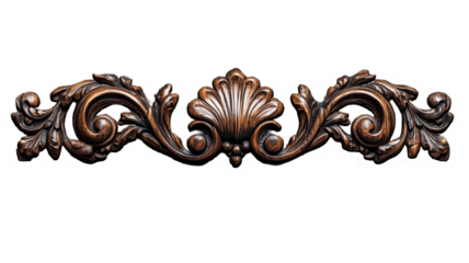 Elegant Ornament: A close-up shot showcases an ornate, symmetrical architectural ornament, with intricate details and flowing patterns, perfect for adding a touch of luxury and sophistication.