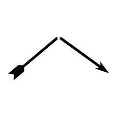 Broken arrow vector symbolizing a setback, decline, or disrupted direction