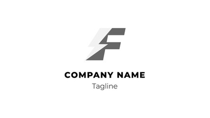 F modern flat design logo with blitz 