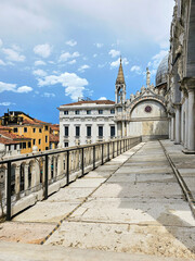 Fototapeta premium On the Horses Loggia (Loggia dei Cavalli) of San Marco Basilica. Venice, Italy