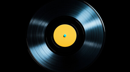 Fototapeta premium Close-up of Vinyl Record with Yellow Label