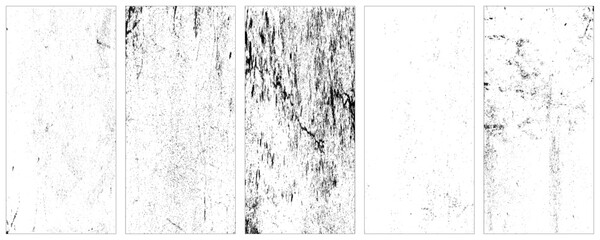 A set of grunge textures. Black and white backgrounds of dirt and dust. Abstract monochrome backdrop.