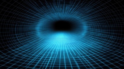 Blue digital tunnel, abstract background, futuristic data stream, technology concept
