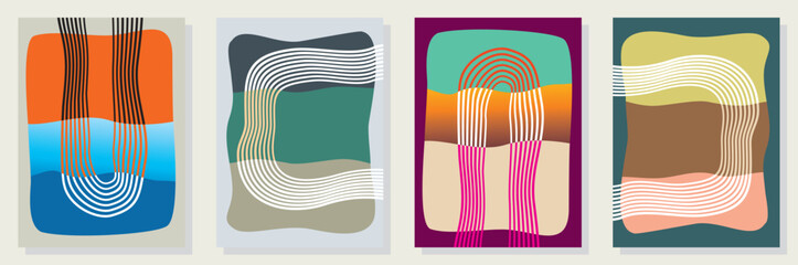 Set of abstract minimalist digital artwork illustrations for wall decoration, postcard, poster, brochure cover design and others.
