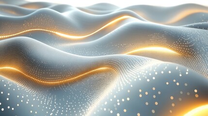 Abstract glowing particle wave background.