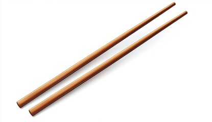 Light Brown Wooden Chopsticks on White Background