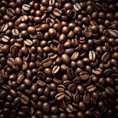 Obraz premium Colombian coffee beans in top-down view showing details