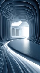 Naklejka premium Futuristic tunnel interior with light, architectural design
