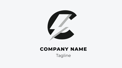 C modern flat design logo with blitz 