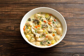 Creamy chicken soup with vegetables