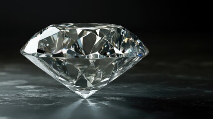 A stunning, faceted diamond glistening under soft lighting, showcasing its brilliance against a dark background