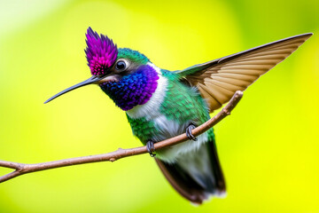 Fototapeta premium Violet-Crowned Hummingbird Perched Gracefully on a Tree Branch, Showcasing Its Brilliant Plumage and Delicate Beauty in a Serene Natural Setting