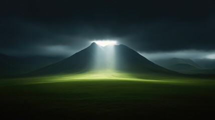 Sunlight Piercing Dark Mountains