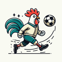 Athletic Soccer Rooster Mascot Logo Vector Illustration