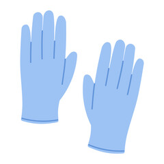 Blue rubber medical gloves. Flat vector isolated illustration