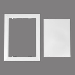 White plastic hatch on a gray background. Rectangular shape.