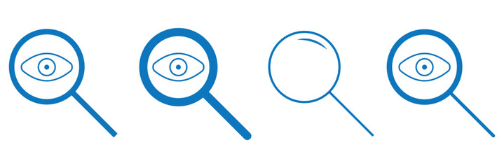 Search icon set. Magnifying glass symbol. Loupe logo. Vector