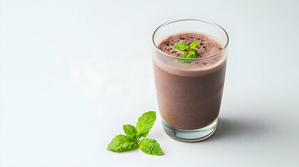 Chocolate Smoothie In Glass With Fresh Mint