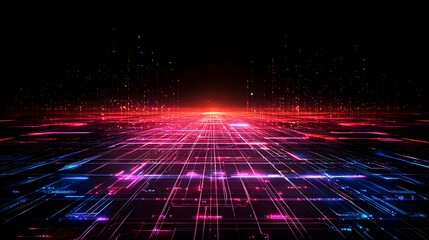 Obraz premium Abstract Futuristic Digital Cityscape Grid Network
